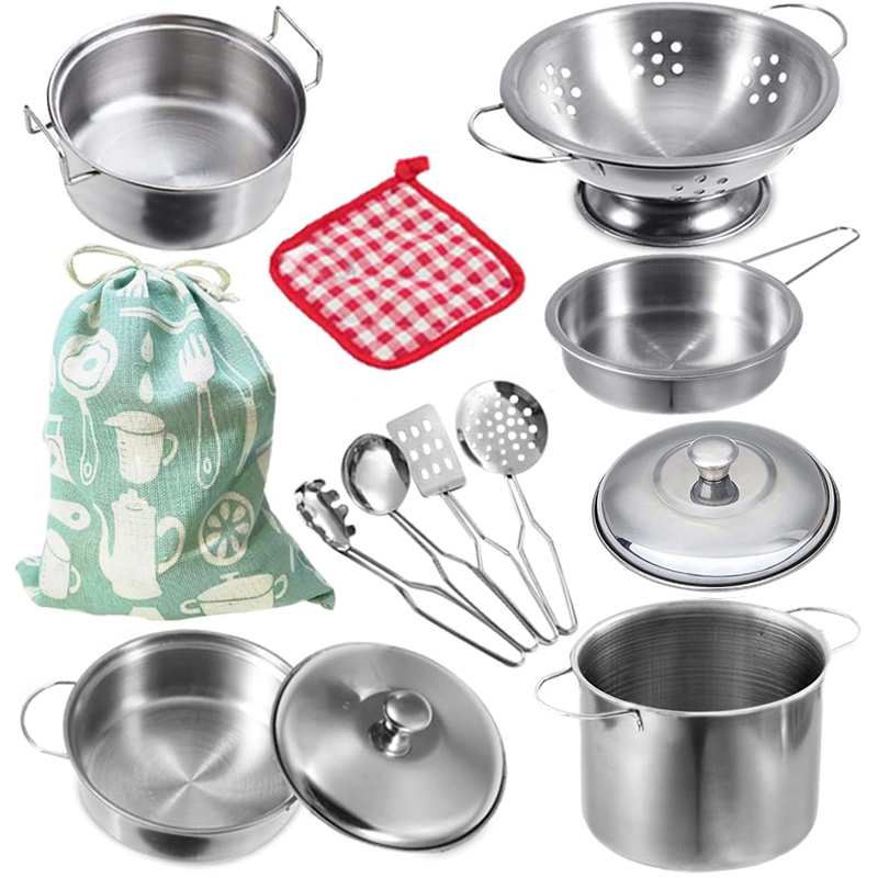 Home Cooking Utensil Set - MINI Stainless Steel Kitchen Utensils Toy