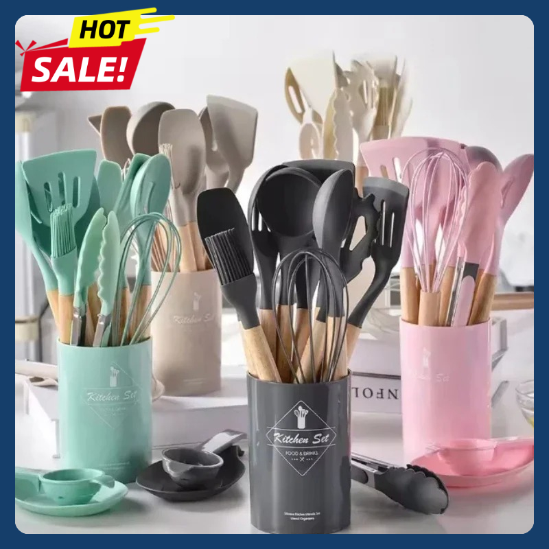 12Pcs Silicone Utensils Set No - Home Cooking Utensil Set review and price