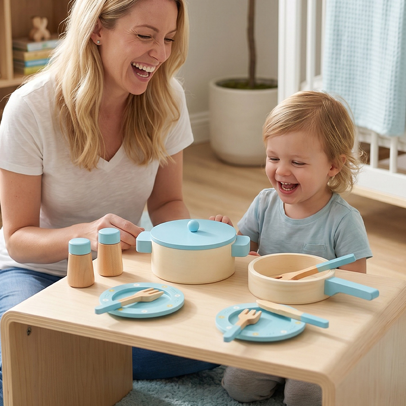 Wooden Kitchen Play Set for Ki - Home Cooking Utensil Set review and price